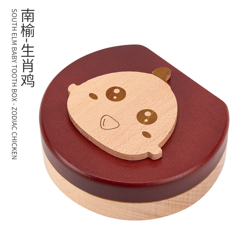 Picture of Wooden Children's Deciduous Teeth Box 1-3-5 Years Old and a Half Baby's Fairy Hair Deciduous Teeth Storage Box One Year Old Memorial Umbilical Cord Collection Box