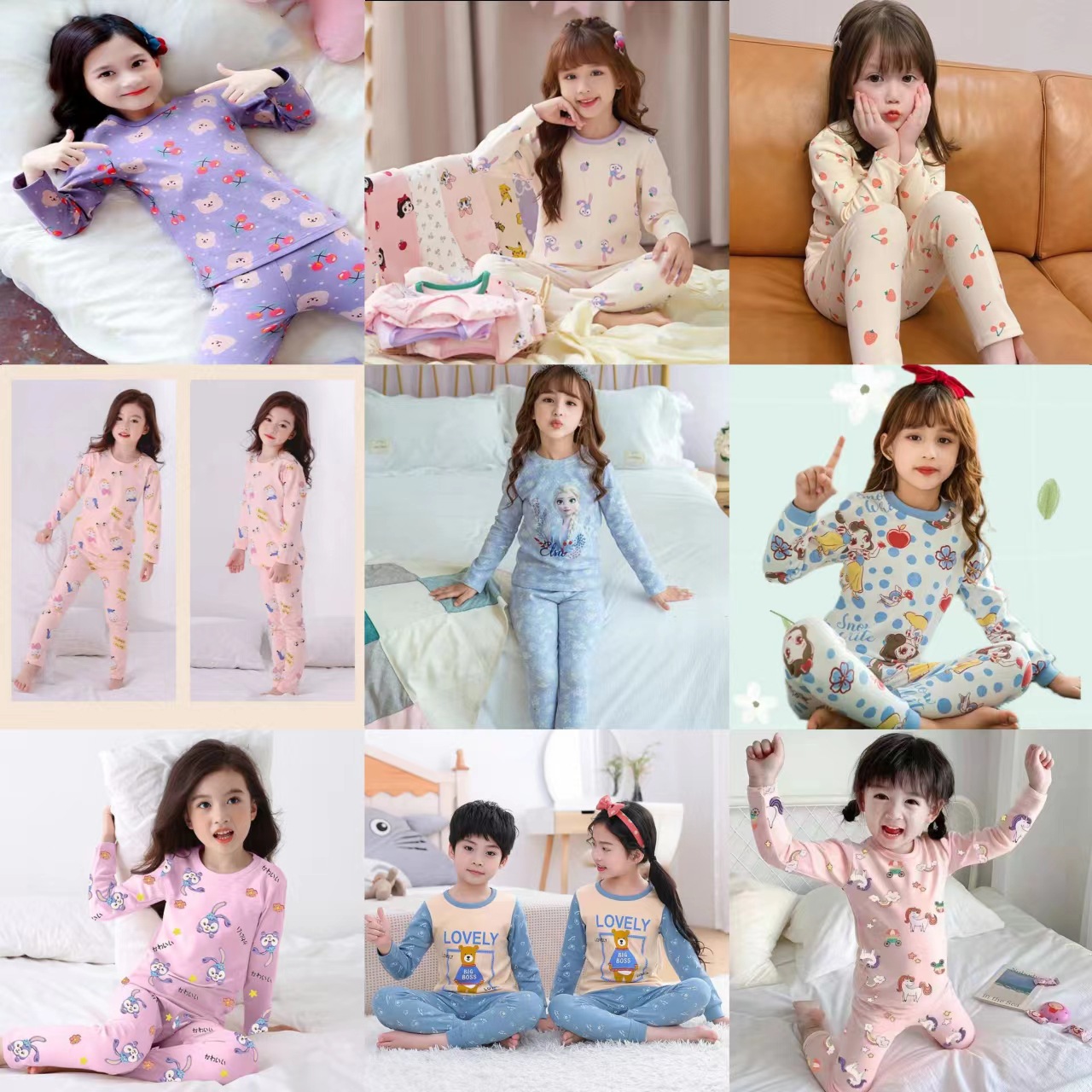 [Factory direct sales] children's pajamas suit cartoon princess girl boy 2002 cross-border foreign trade live wholesale