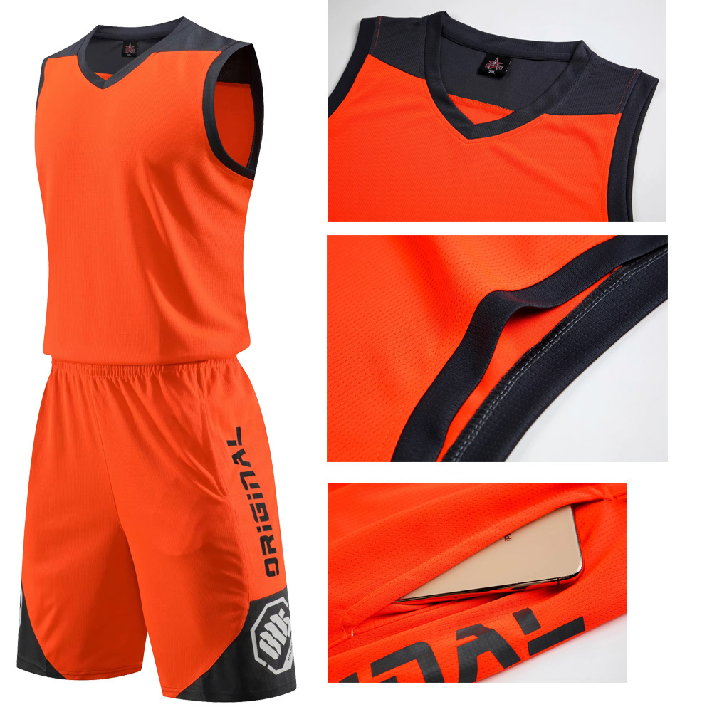 Picture of Primary and secondary school students team training sportswear men's adult children basketball uniform training course club youth training jersey