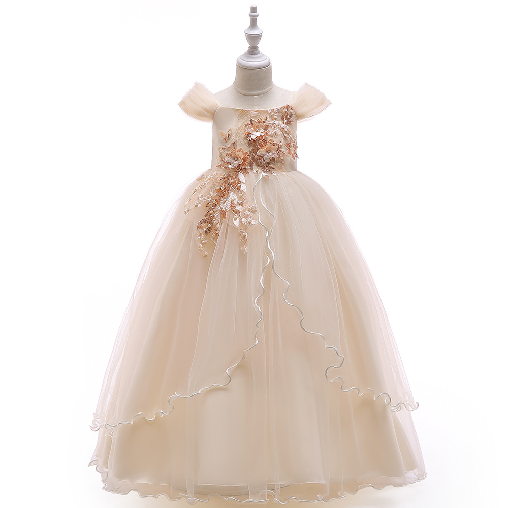 Picture of Foreign trade new girls dress three-dimensional flower dress evening dress Princess dress catwalk host performance clothing wholesale
