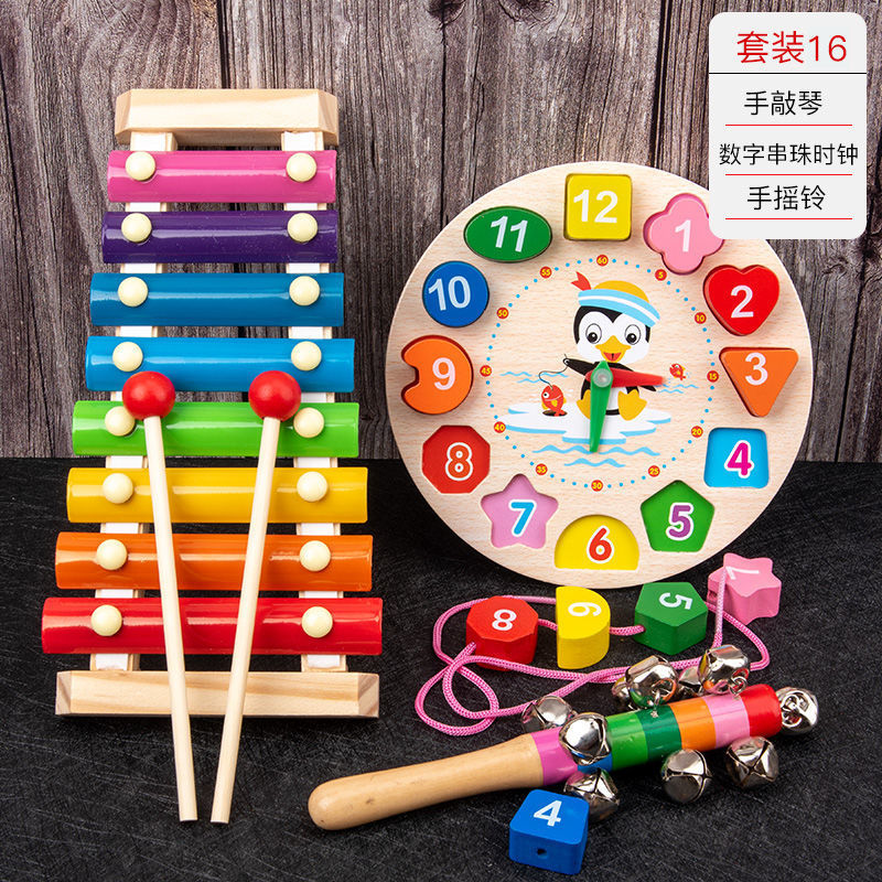 Picture of Percussion Musical Instruments Infants 0-1-2 Years Old Music Enlightenment Wooden Eight-tone Accordion Educational Music Toys