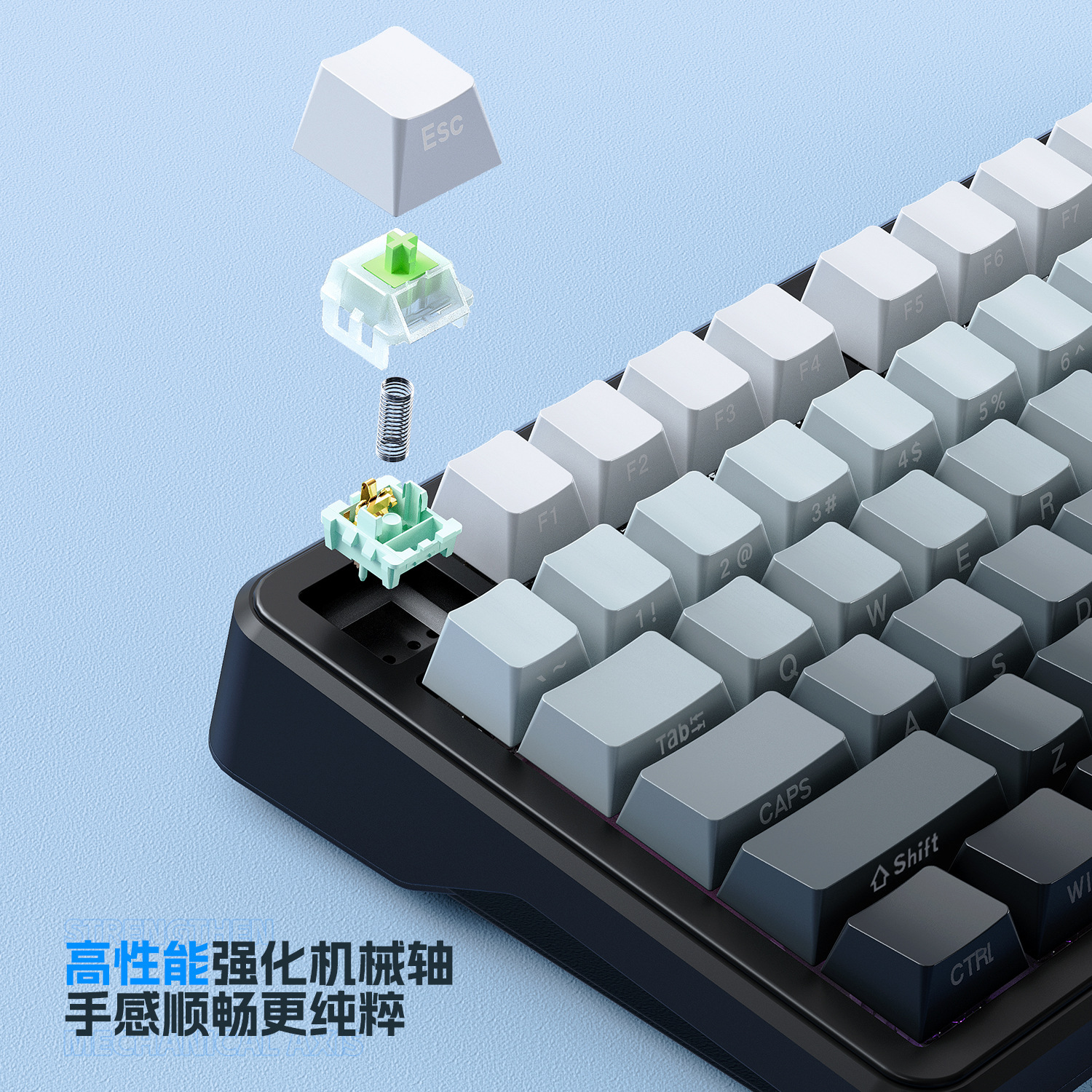 Picture of K820 Mechanical Keyboard Hot-Swappable Customized Three-Mode Office Game Side Engraved Keycaps for E-Sports