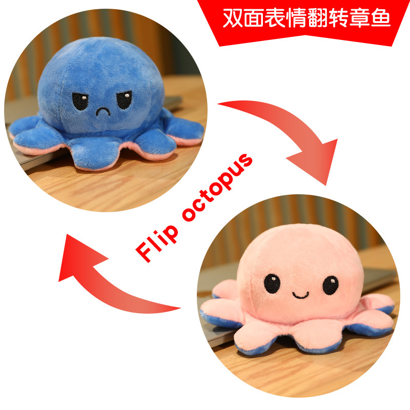 Picture of Flip Small Octopus Doll Double-sided Flip Doll Children Octopus Plush Toy Expression Face-changing Octopus Doll