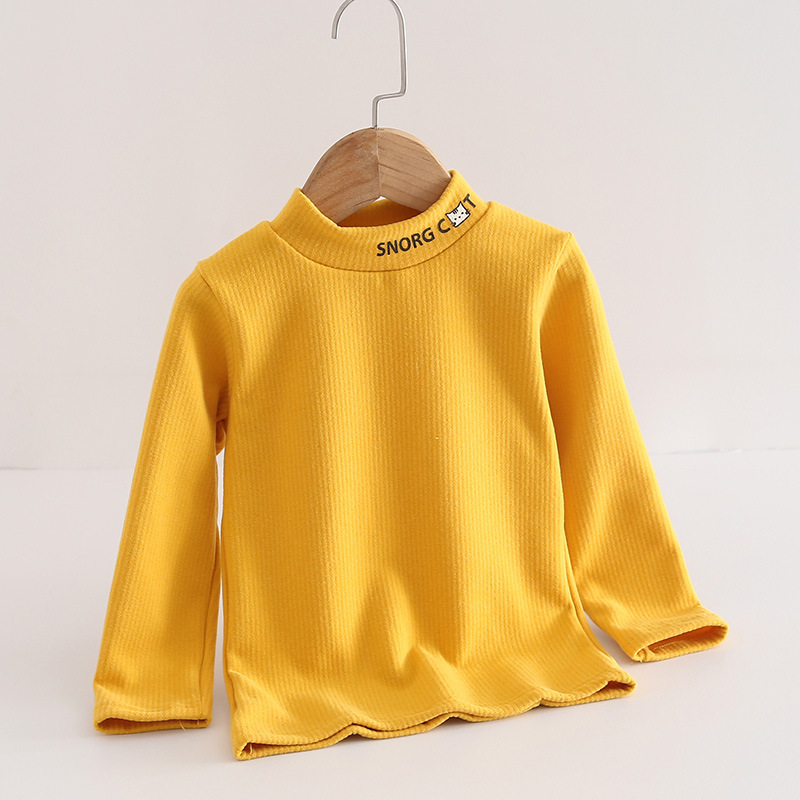 Picture of Autumn and Winter Children's brushed bottoming shirt boys and girls half turtleneck warm top baby thickened Korean Long Sleeve T-Shirt wholesale