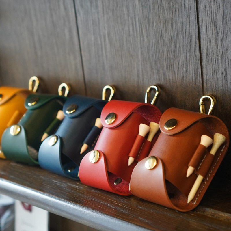 Outdoor Sports Golf Portable Ball Bag Ball Nail Leather Case European and American Retro Leather Golf Storage Waist Bag