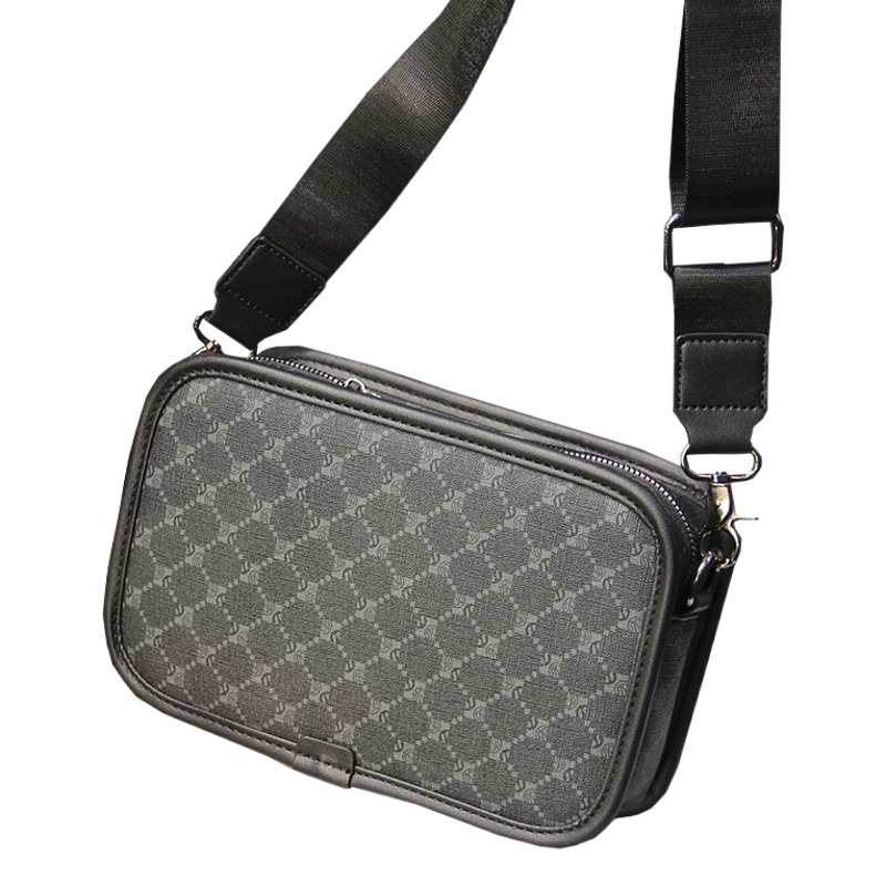 Plaid fashion shoulder bag street fashion small shoulder bag Korean style men's messenger bag casual commuter small square bag men's bag