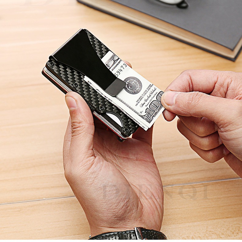 Picture of Carbon Fiber Card Holder Anti-Degaussing Men's Multi-Functional Wallet Card Holder Card Box Anti-Theft Rfid Credit Card Holder