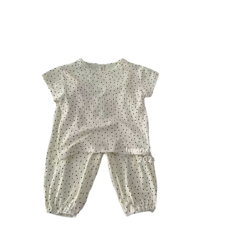 Picture of Ice silk pit 2023 summer new girls wear short sleeve suit baby summer two-piece Korean pajamas