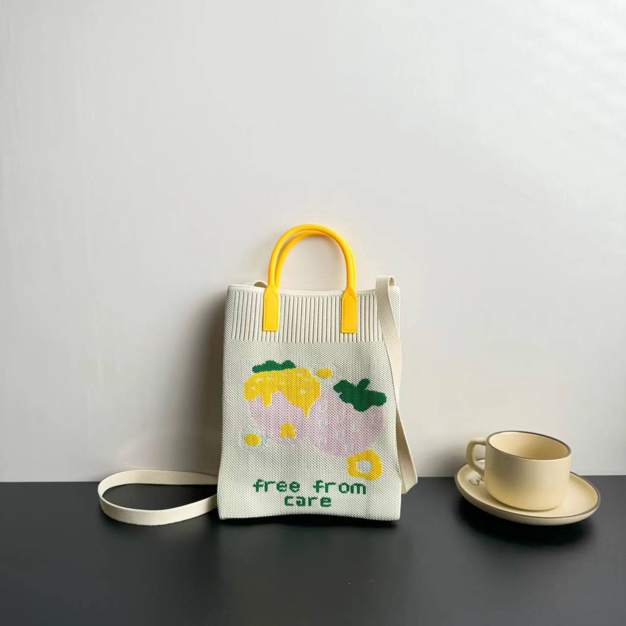 Picture of New Large Capacity Knitted Bag Advanced Sense Ins Mobile Phone Bag Niche Shoulder Crossbody Bag Cartoon Fashion Handbag