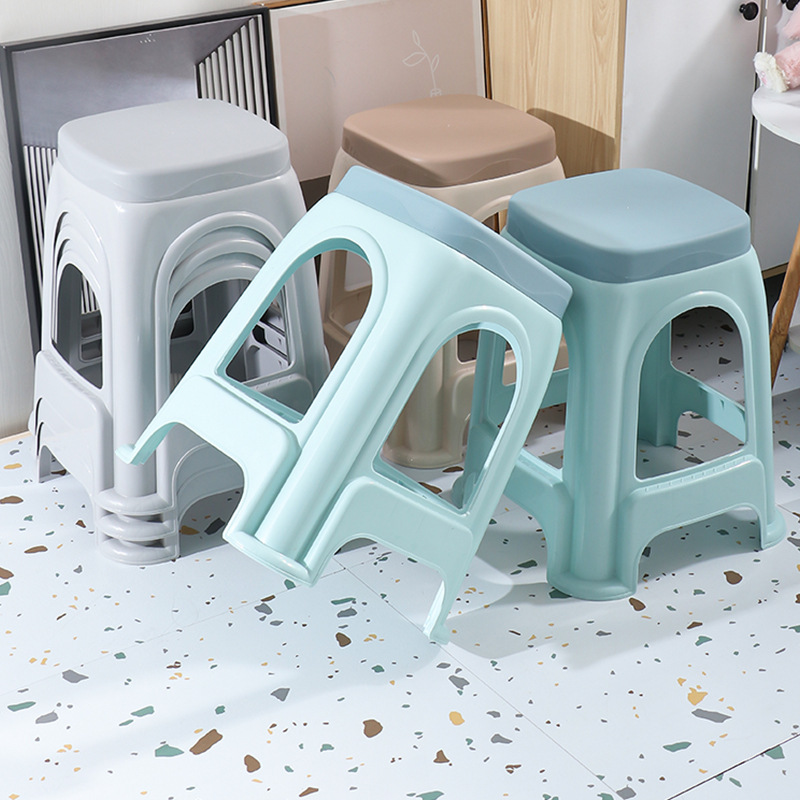 Picture of Thickened plastic stool household chair square stool plastic adult bench simple high stool stackable stool wholesale