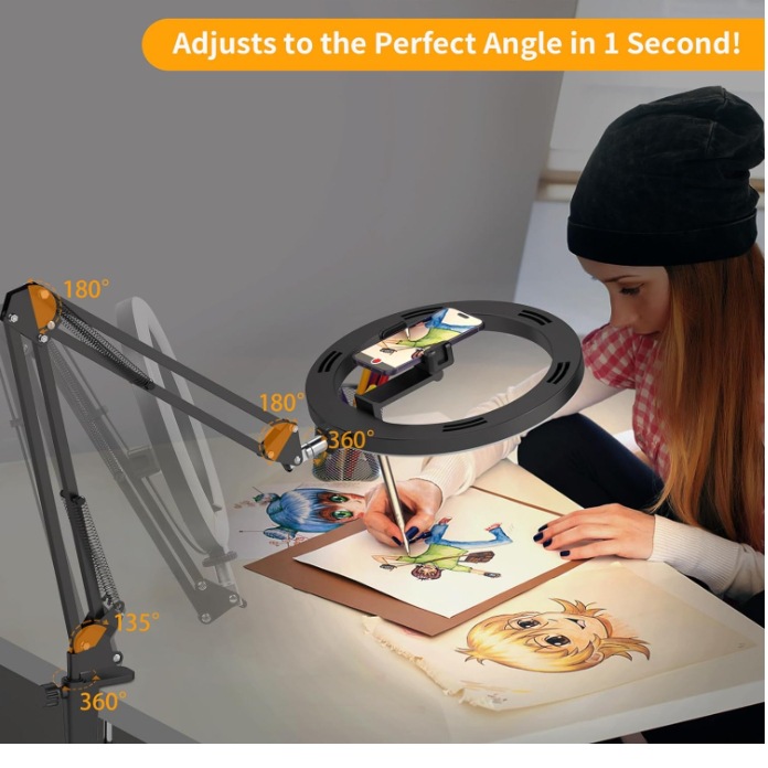 Picture of Amazon 10-inch self-timer ring light mobile phone cantilever overhead video recording fill light desktop live broadcast bracket