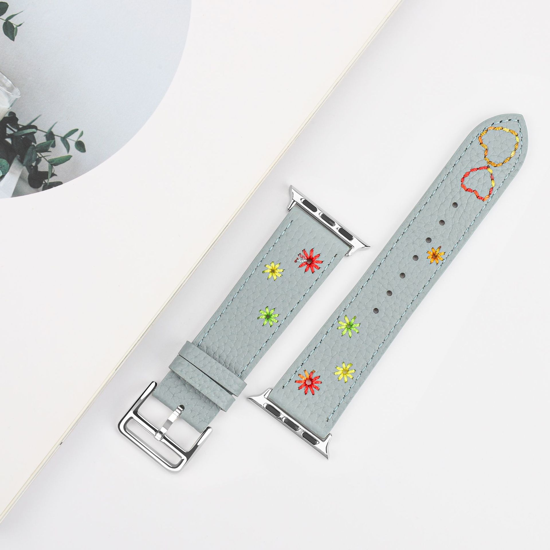 Picture of For Apple Watch Strap Leather Stitch appleiwatchs109ultra Litchi Pattern Watch Strap in stock