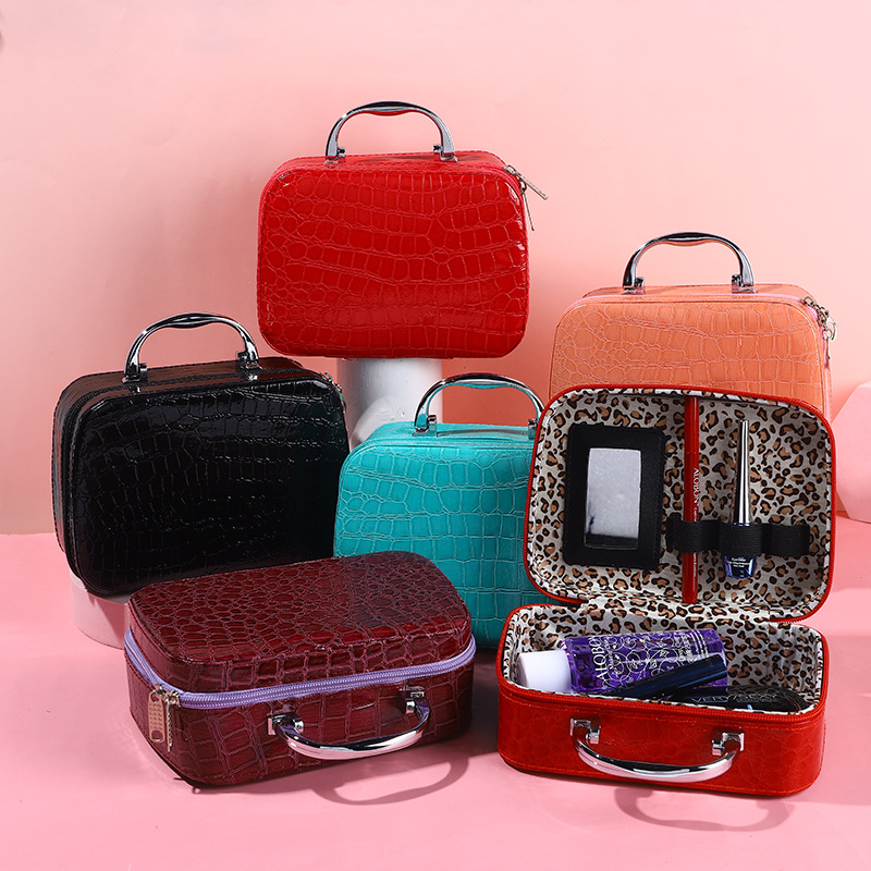 Picture of Manufacturer's New Stone Pattern Cosmetic Case Large Capacity Portable Cosmetic Women's Bag Korean Version with Mirror Storage Small Cosmetic Case