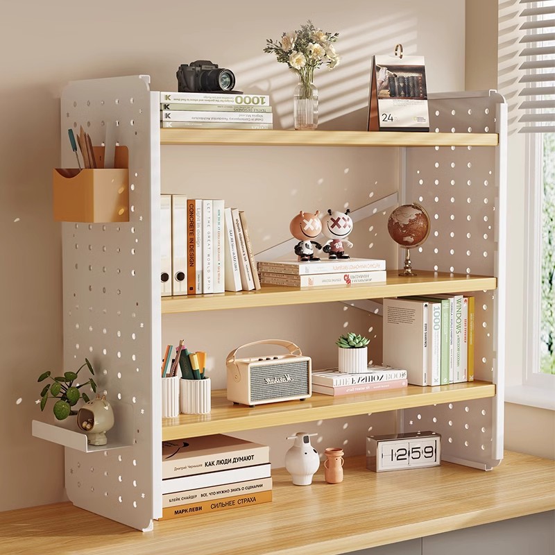 Picture of Desktop shelf desk bookshelf hole board home study desk multi-layer office station storage display stand