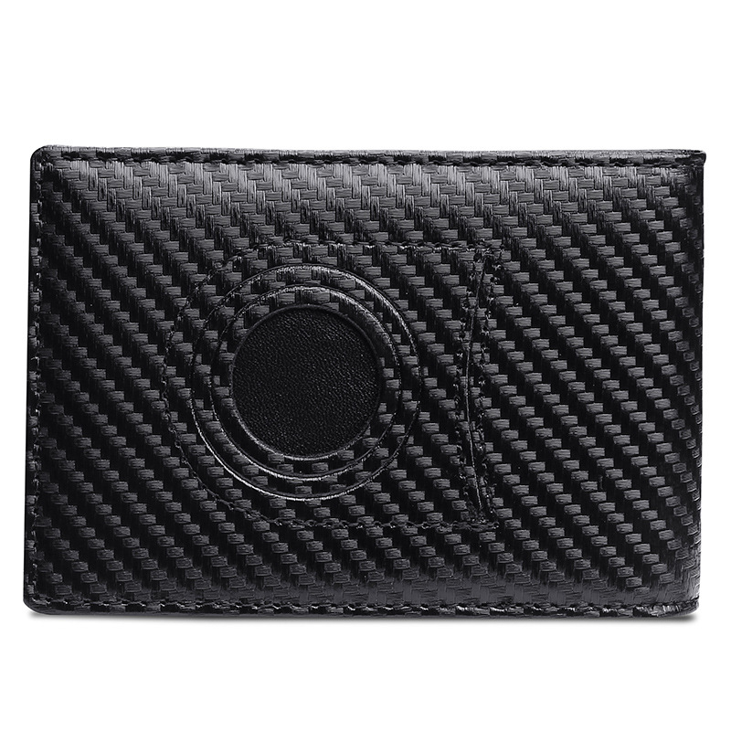 Picture of Amazon Anti-theft RFID Leather Wallet Airtag Apple Location Tracker Wallet Carbon Fiber Gold Clip Men