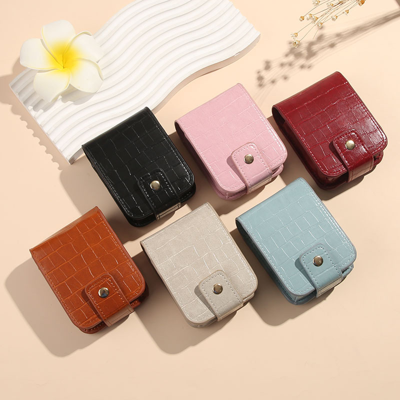 Picture of Casual Pu Leather Crocodile Pattern Korean Lipstick Bag Storage Small Portable Makeup Lipstick Bag with Mirror