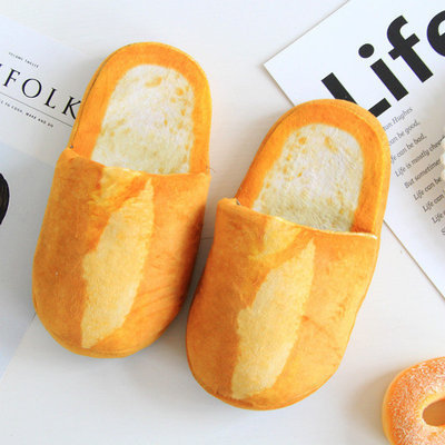 Picture of Simulation plush toy food bread hamburger toast winter home soft bottom non-slip plush shoes