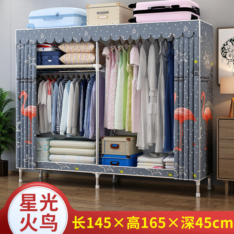 Picture of 2025 New Steel Pipe Fabric Wardrobe Simple Assembly Wardrobe Home Bedroom Cabinet Rental Single Wardrobe