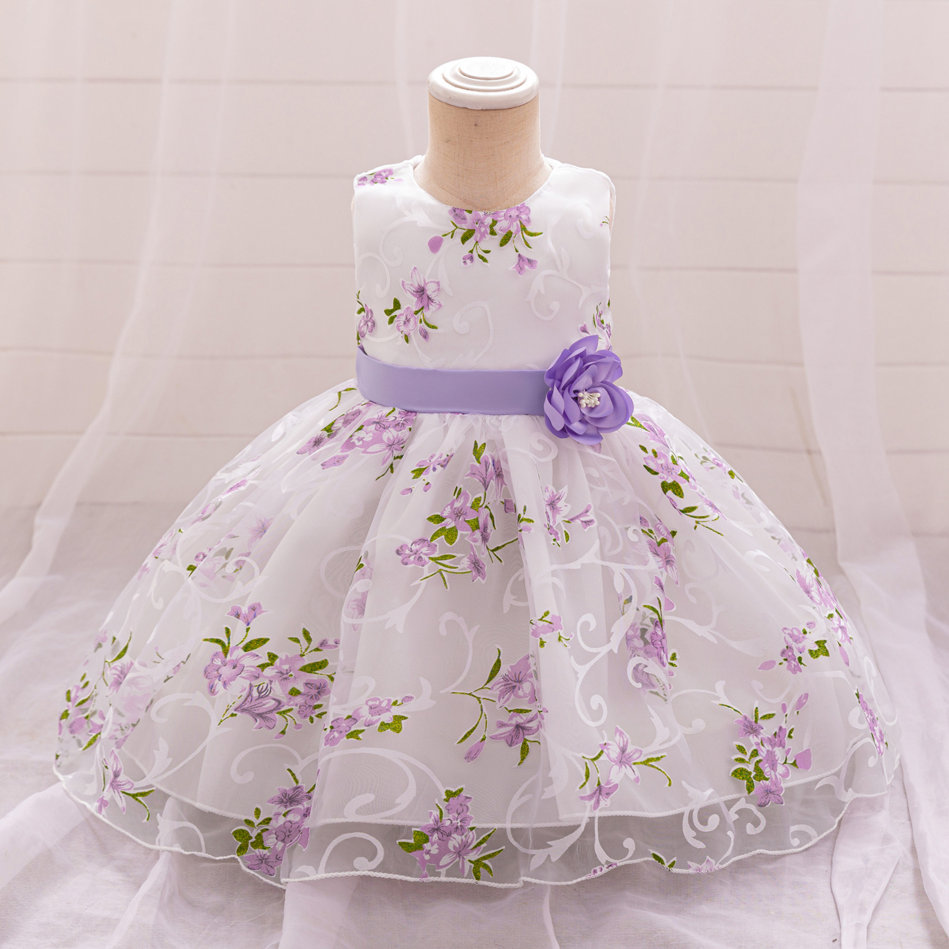 Picture of AliExpress Baby Baby Princess Dress Baby One Year Old Dress Printed Girl's dress Children's Wedding Dress