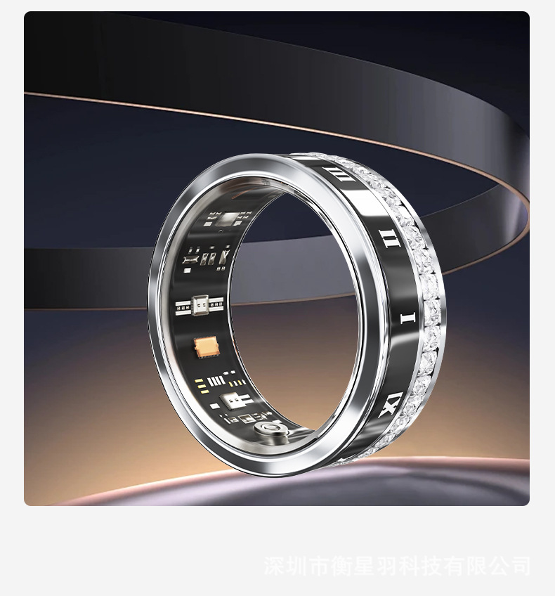 Picture of V2 diamond smart ring titanium steel ring men's and women's personalized wedding ring jewelry bluetooth waterproof step sleep heart rate