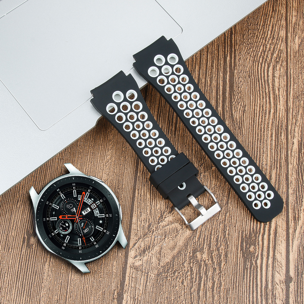 Picture of Suitable for Samsung Watch Strap Sm-R800 Official Same Watch 1St Generation 22mm Huawei Universal Two-Color Silicone Strap