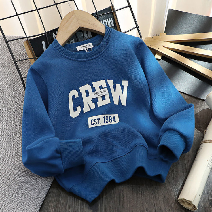 Picture of Cotton Children's Wear Boy's Letter Printed Sweatshirt Large Children's Loose All-match Casual Western Style T-shirt Spring and Autumn Thin Top