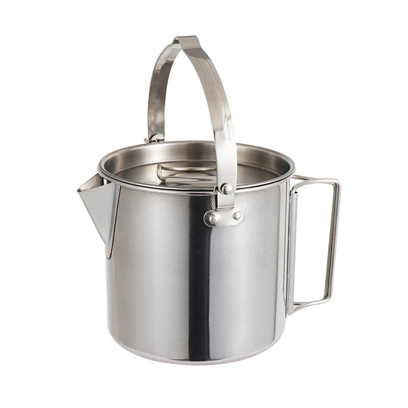 Picture of Outdoor stainless steel kettle 1.2L mountaineering camping teapot portable hanging pot cooking utensils Coffee Pot picnic pot wholesale