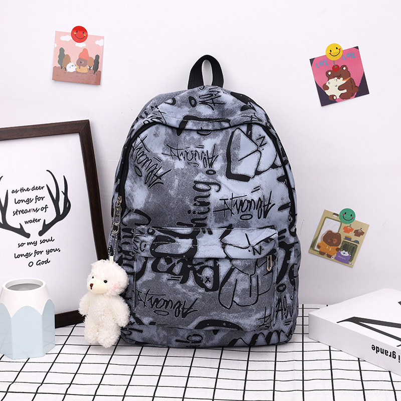 Picture of Niche Design Nylon Printed Backpack for Men and Women, Casual Large-Capacity Travel Backpack, College Student School Bag
