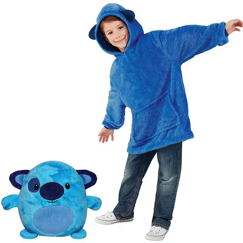 Picture of Children's cartoon pajamas warm homewear folding pillow student pullover warm clothes cold-proof coral fleece lazy blanket