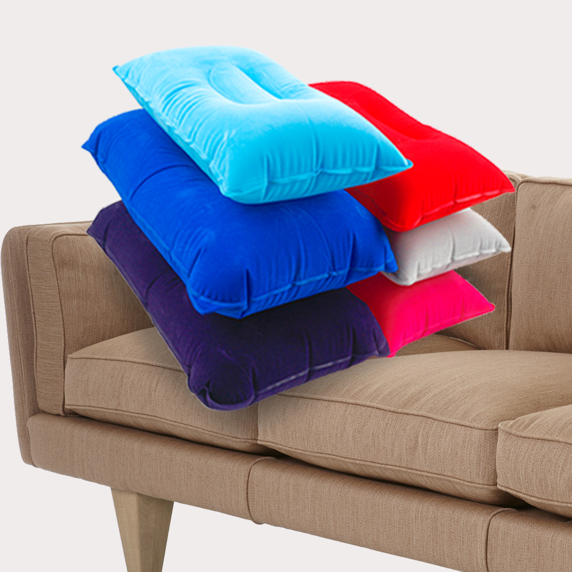 Flocking Square Nap Inflatable Pillow Outdoor Camping Cushion Travel Flocking Inflatable Pillow in stock