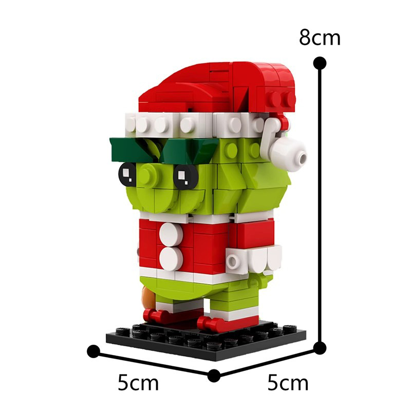 Picture of MOC compatible with Lego building blocks suit green fur monster Grinch square head diy assembled toys educational gift ornaments