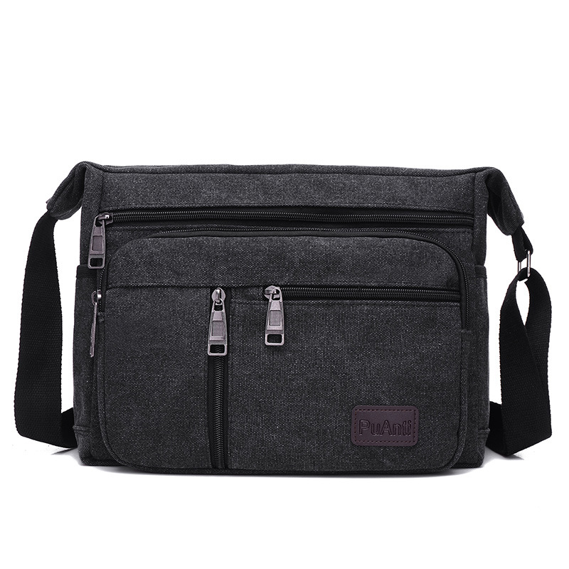 Picture of Canvas Bag Men's Shoulder Bag Casual Canvas Straddle Bag Student Satchel Multi-Layer Bag Factory Direct Printable