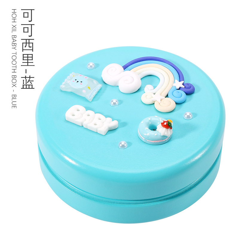 Picture of Wooden Children's Deciduous Teeth Box 1-3-5 Years Old and a Half Baby's Fairy Hair Deciduous Teeth Storage Box One Year Old Memorial Umbilical Cord Collection Box