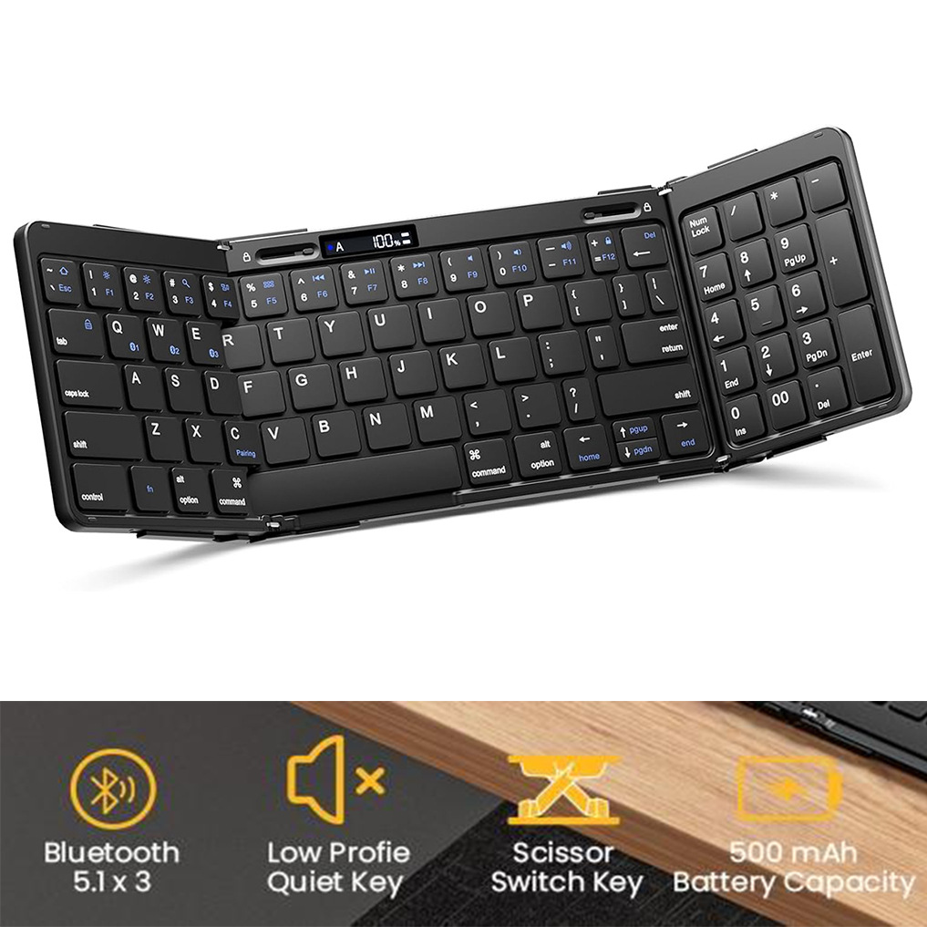 Picture of New Product 70% off Bluetooth Touch & Numeric Keyboard Battery Screen Display Aluminum Alloy Bluetooth Keyboard Silent Office