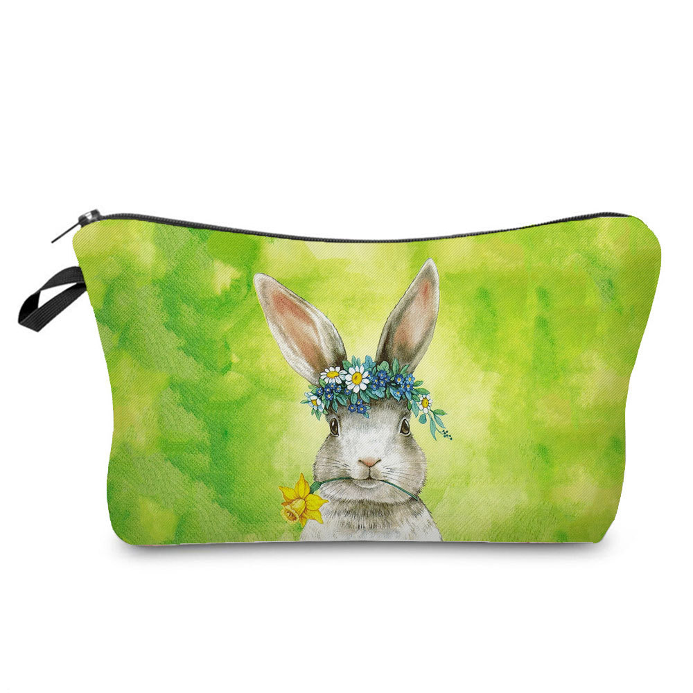 Picture of Trendy cartoon new rabbit printed cosmetic bag fashionable cute drop-resistant storage bag large capacity wash bag