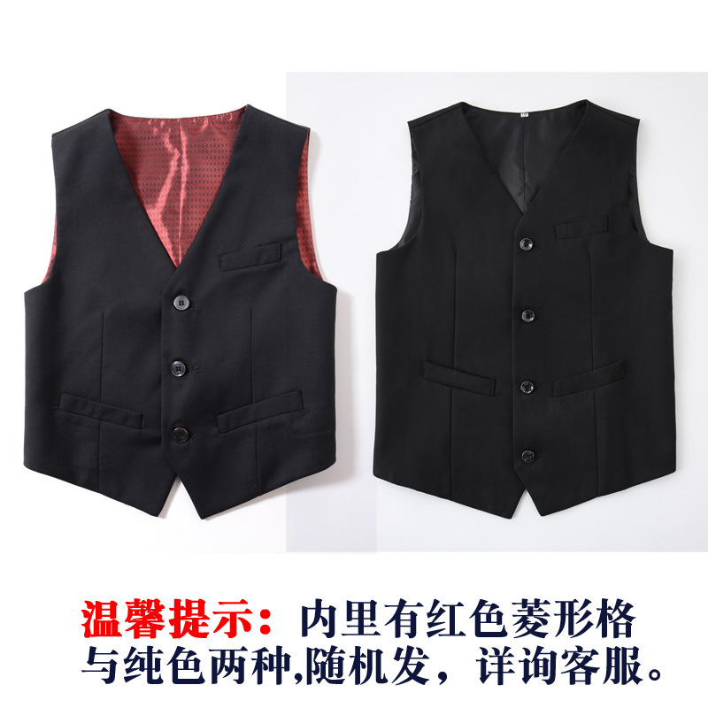 Picture of Children's Black Suit Vest Boy Flower Girl Dress Performance Clothing British Style Pure Color Vest Drop Shipping
