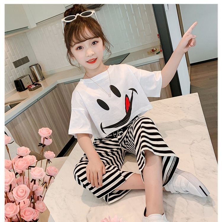Picture of Summer Children's Wear Korean Style Children's Short-sleeved Suit Western Style Cute Girl Baby's T-shirt Anti-mosquito Pants Two-piece Children's Wear
