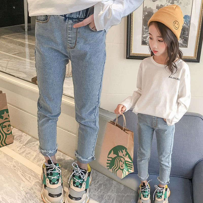 Girls' Jeans 2025 New Spring & Fall Pants Korean Style Fashionable Kidsren's Outer Wear Versatile Casual Pants
