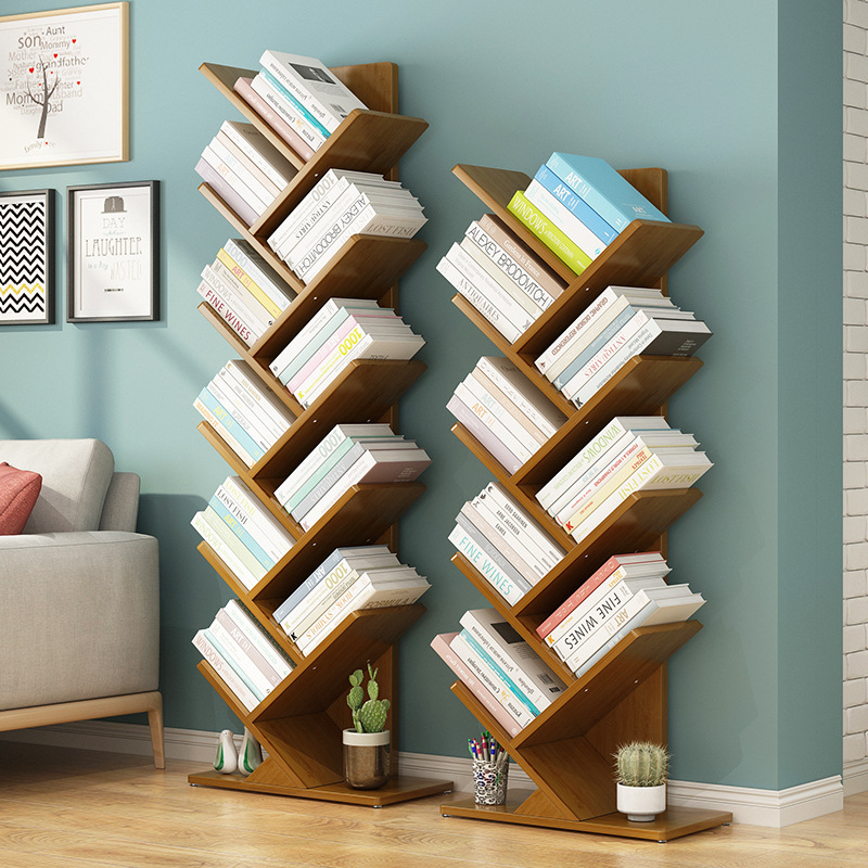 Solid Wood Floor-Standing Children's Bookshelf Multi-Layer Picture Book Rack Bookcase Student Rack Space-saving Storage Rack Living Room Tree Bookshelf