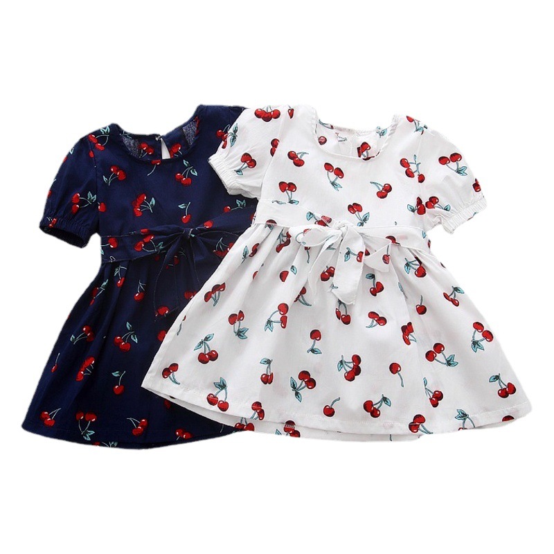 Amazon 2022 New Foreign Trade Children's Clothing Premium Girls Dress Princess Dress Cotton Cherry Dress Wholesale
