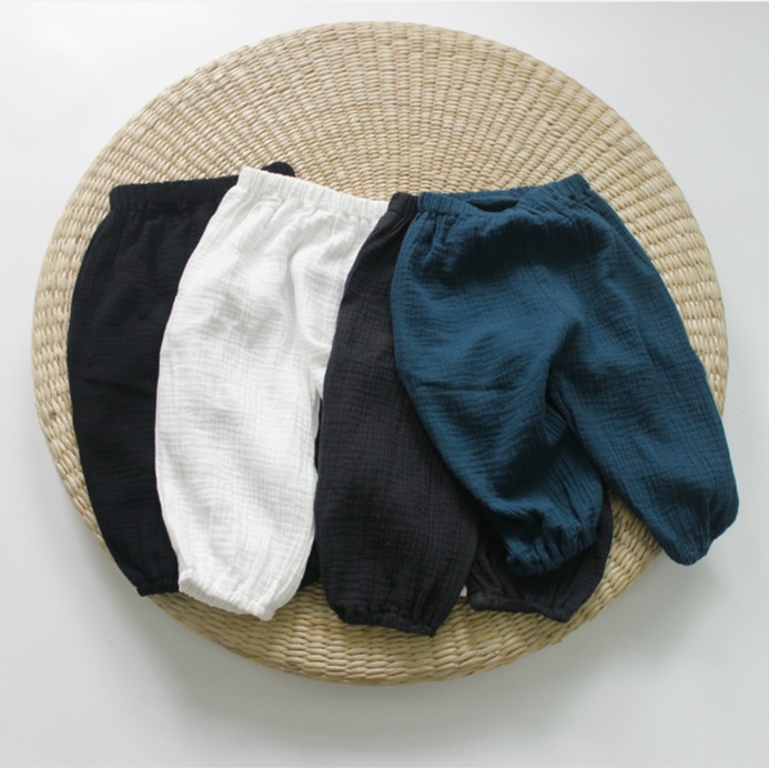 Forest Map Kidsren's Clothing Kidsren's Pants Summer Boys' Pants Korean Style Pure Color Girls Anti-Mosquito Pants Breathable Versatile Cotton