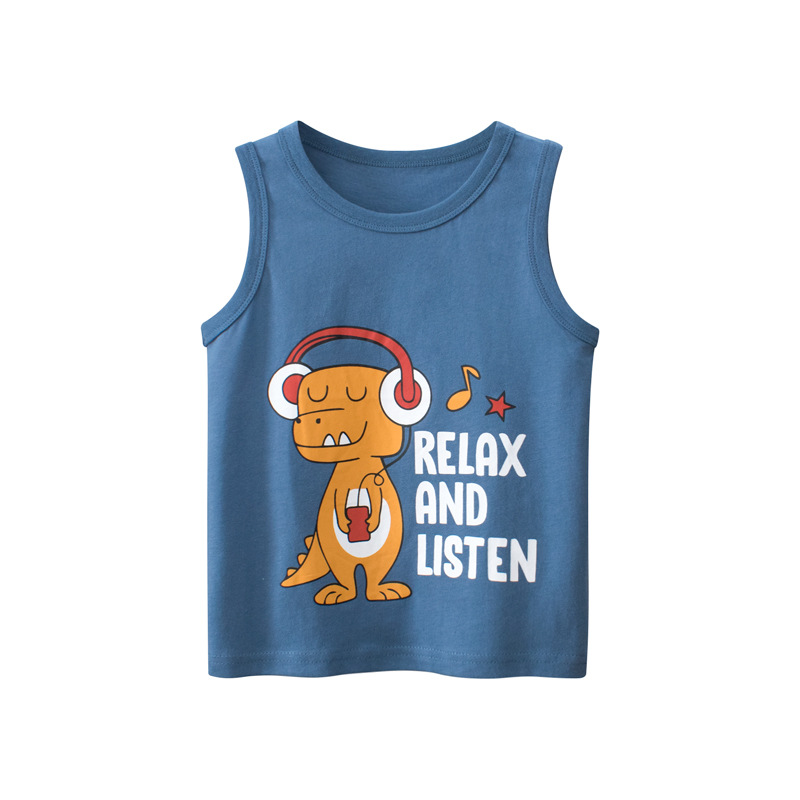 Picture of 27kids Korean children's clothing wholesale male baby clothes dinosaur cartoon children's vest cross-border supply factory direct