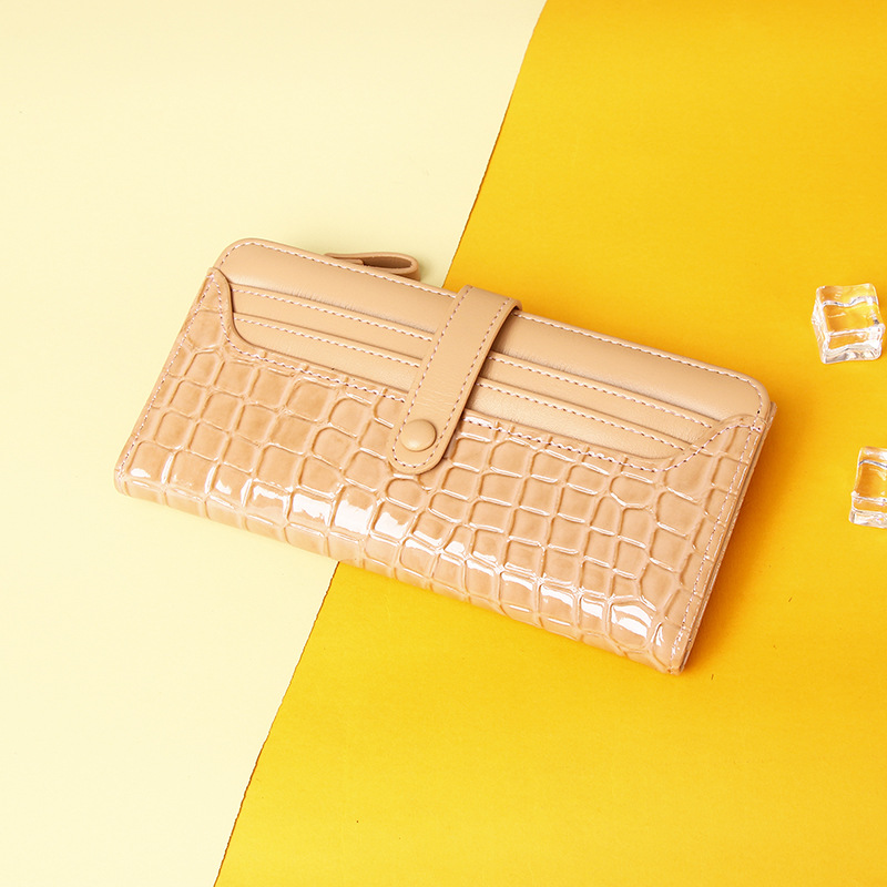 Picture of Cross-Border New Wallet Crocodile Pattern Zipper Multi-Card Slot Solid Color Simple Wallet Long High-End Large-Capacity Wallet