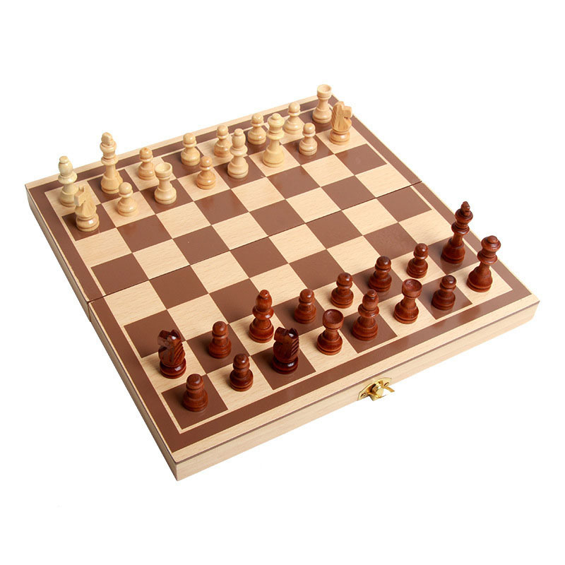 Picture of Wooden Magnetic Chess Children Magnetic Solid Wood Portable Chess Wooden Folding Chess Junior Students