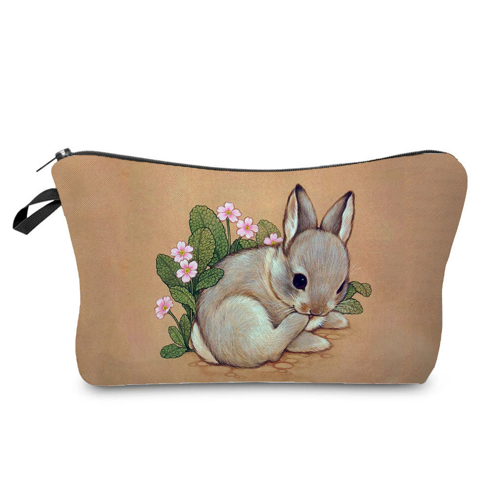 Picture of Trendy cartoon new rabbit printed cosmetic bag fashionable cute drop-resistant storage bag large capacity wash bag