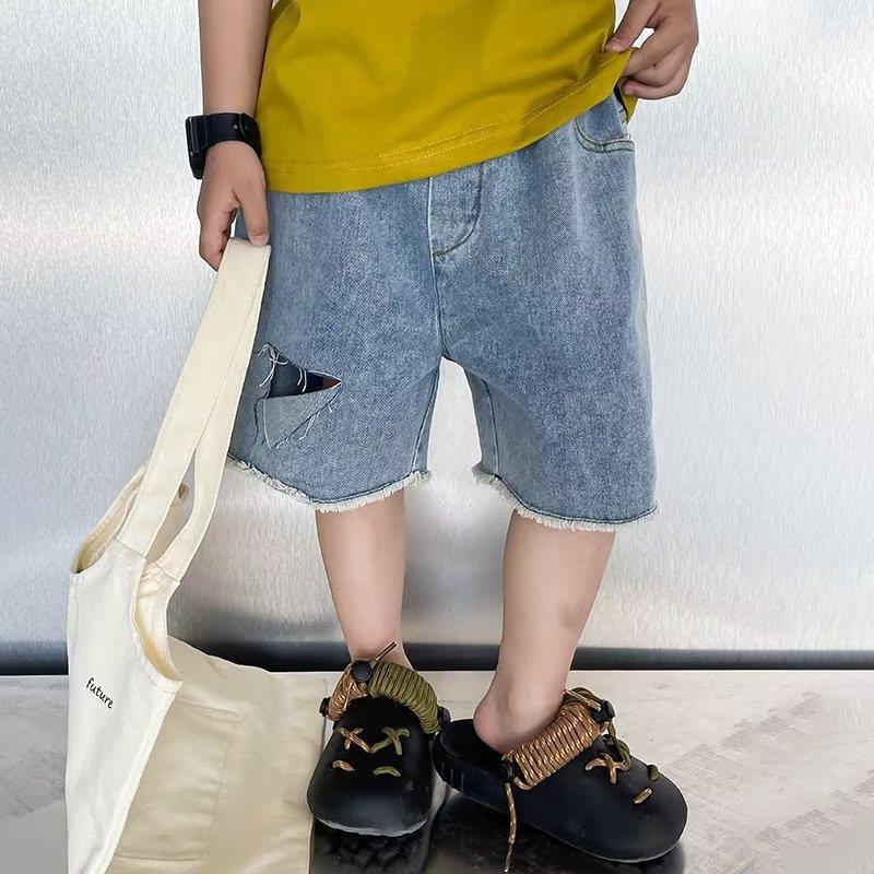 Picture of Summer new boys' shorts 2024 thin children's Denim fifth pants summer ripped fashion trendy