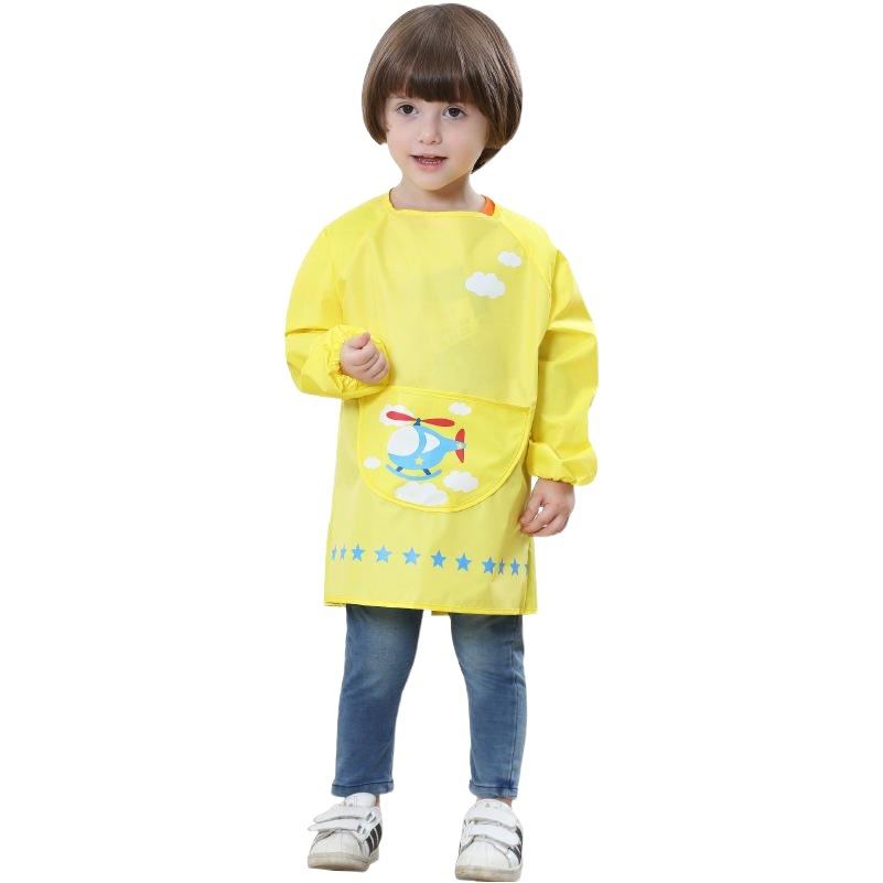 Cross-border supply of children playing sand clothing anti-dress baby eating clothes cartoon cover baby Four Seasons waterproof blouse painting