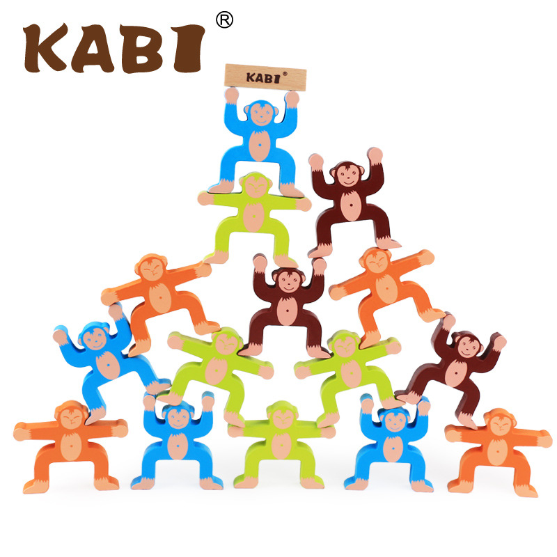 Early Education Enlightenment Monkey Balance Building Block Game Wooden Children's Hand-Eye Coordination Balance Ability Training Educational Toys