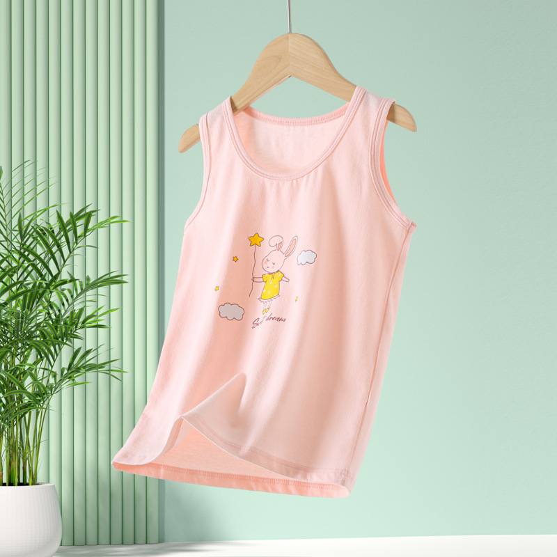 Picture of Summer New Children's Vest Pure Cotton Lycra Thin Top Boys' Girls' Baby Children's Wear Inner Base Vest