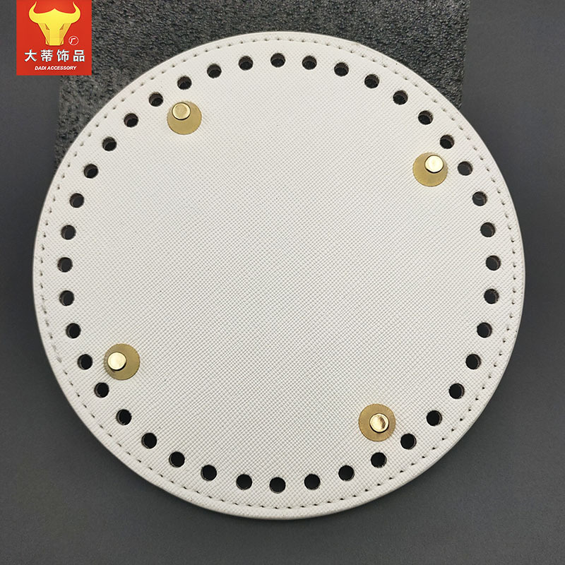 Picture of Bag accessories handmade elegant bag material 14cm round bottom plate diy woven bag quality hardened pu bag pad bottom